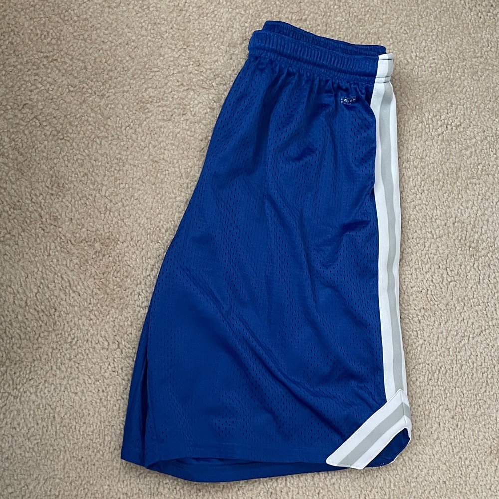 Soffe Blue Mesh Athletic Shorts with White Side Stripes
